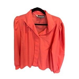 Lady Manhattan Plus 36/16W Long Sleeve Salmon Pink Blouse With Ruffles